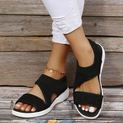 Women Summer Casual Shoes Hollow Peep Toe Mesh Platform Sandals