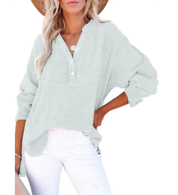 🔥Best-1 Tops 2025🔥Women Casual Button V Neck Long Sleeve Shirts Oversized Solid Blouses Tops