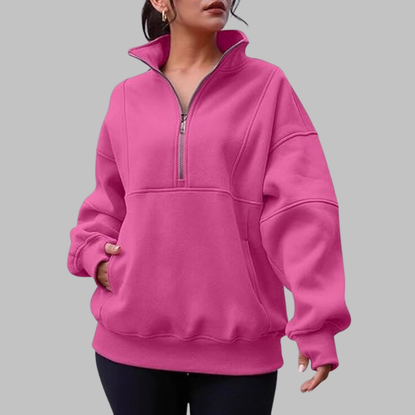 ✨Top-1 Pullover 2025✨Women Fall/Winter Comfy Collar Half Zip Oversized Long Sleeve Sweatshirt