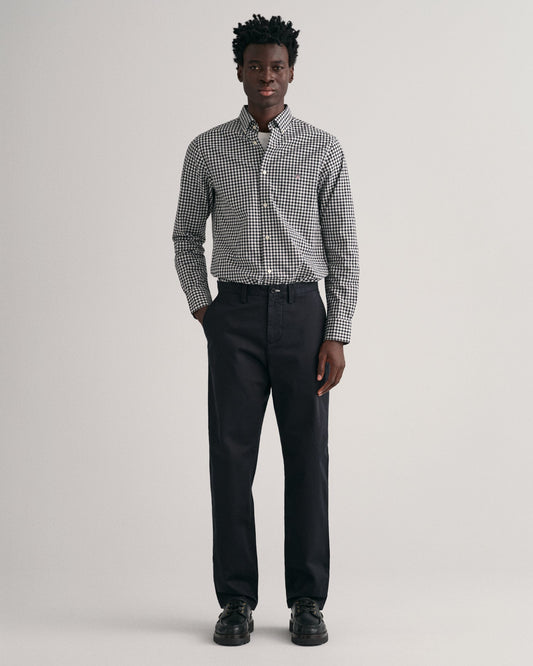 Men's Regular Fit Twill Chinos - BLACK