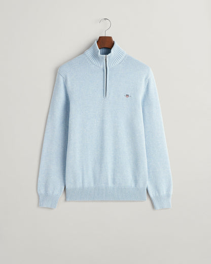Men's Casual Cotton Half-Zip Sweater - LT BLUE MELANGE