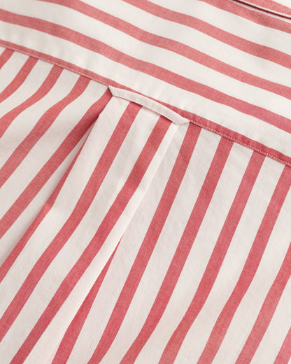 Men's Regular Fit Wide Striped Poplin Shirt - RUBY RED