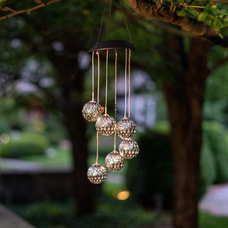 🌞Chikalabs Solar Metal Orb Wind Chime Mobile - Rainbow Color Changing LED Lights