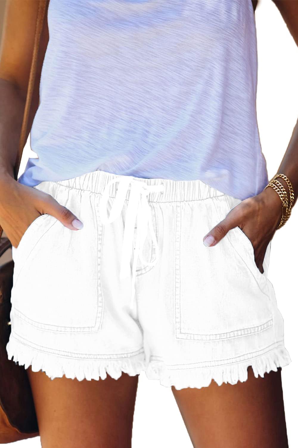 Womens Lightweight Shorts Casual Baggy Trendy Short Pants Elastic Waist Drawstring Comfy Shorts
