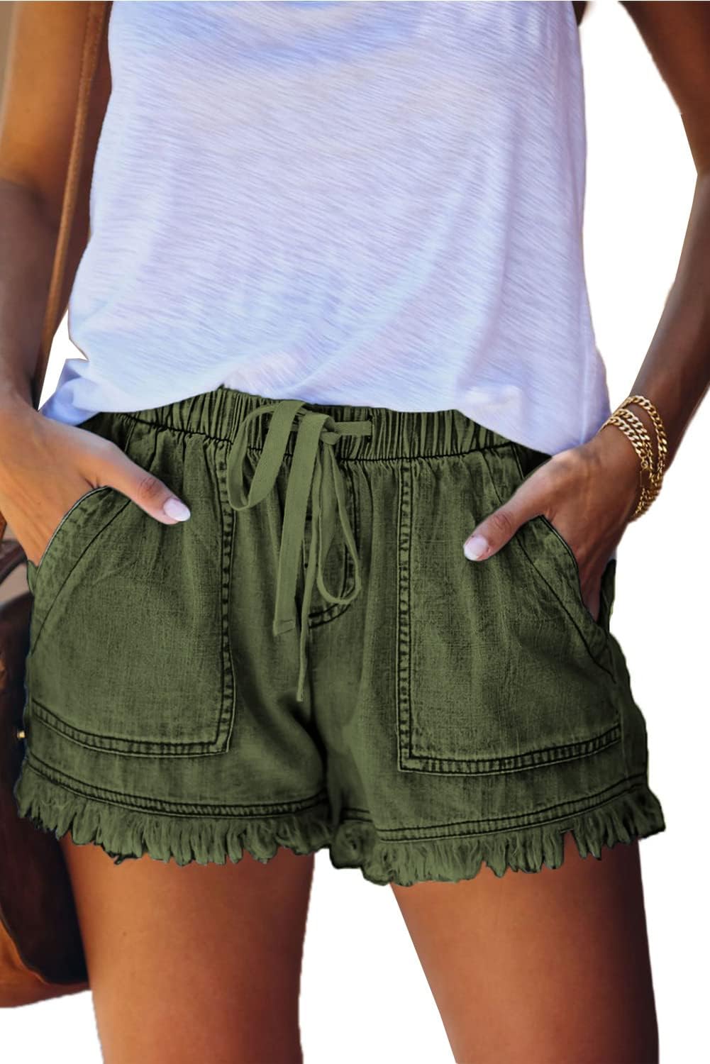 Womens Lightweight Shorts Casual Baggy Trendy Short Pants Elastic Waist Drawstring Comfy Shorts