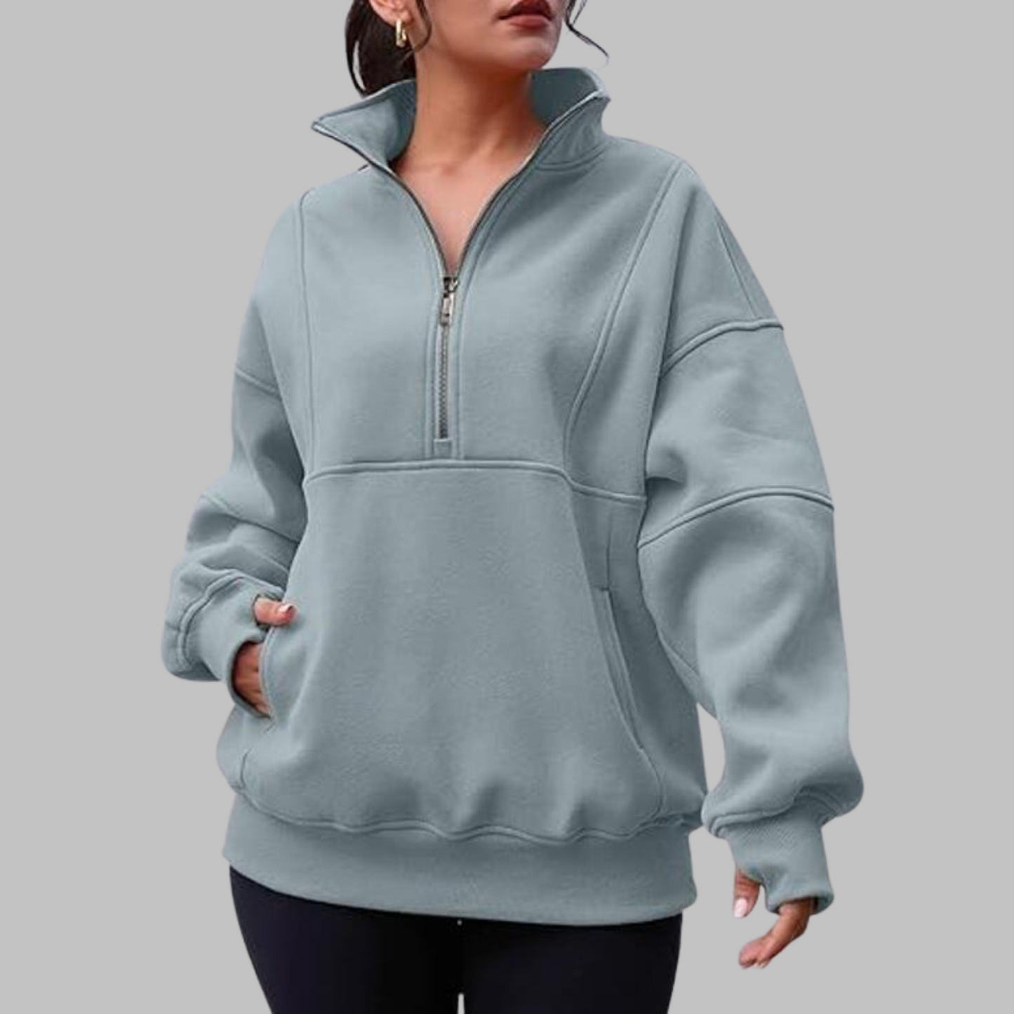 ✨Top-1 Pullover 2025✨Women Fall/Winter Comfy Collar Half Zip Oversized Long Sleeve Sweatshirt