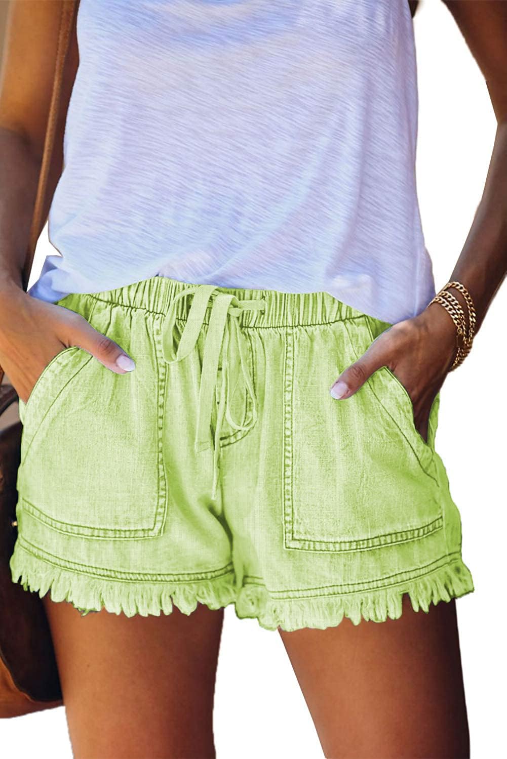 Womens Lightweight Shorts Casual Baggy Trendy Short Pants Elastic Waist Drawstring Comfy Shorts