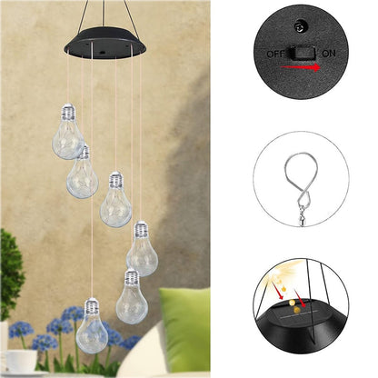 🔥2025 BEST GIFT TO FAMILY🔥Colorful LED Solar-Powered Light Bulb Wind Chimes