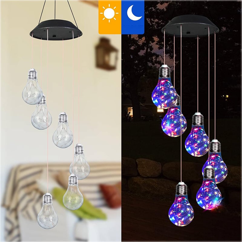 🔥2025 BEST GIFT TO FAMILY🔥Colorful LED Solar-Powered Light Bulb Wind Chimes