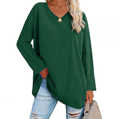 🔥Up to 69% OFF Today🔥Women Fall/Winter 2025 Oversized Tops Long Sleeve Casual V-neck Loose T-shirts