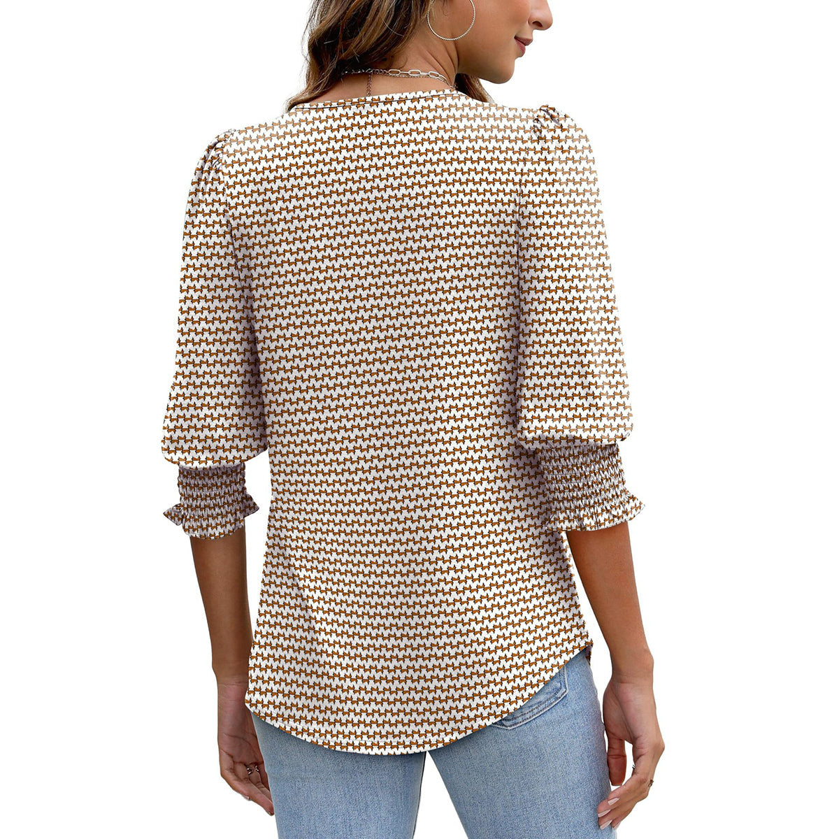 🥳Women Summer Printed Tops Elbow Sleeve Loose Fit Tee