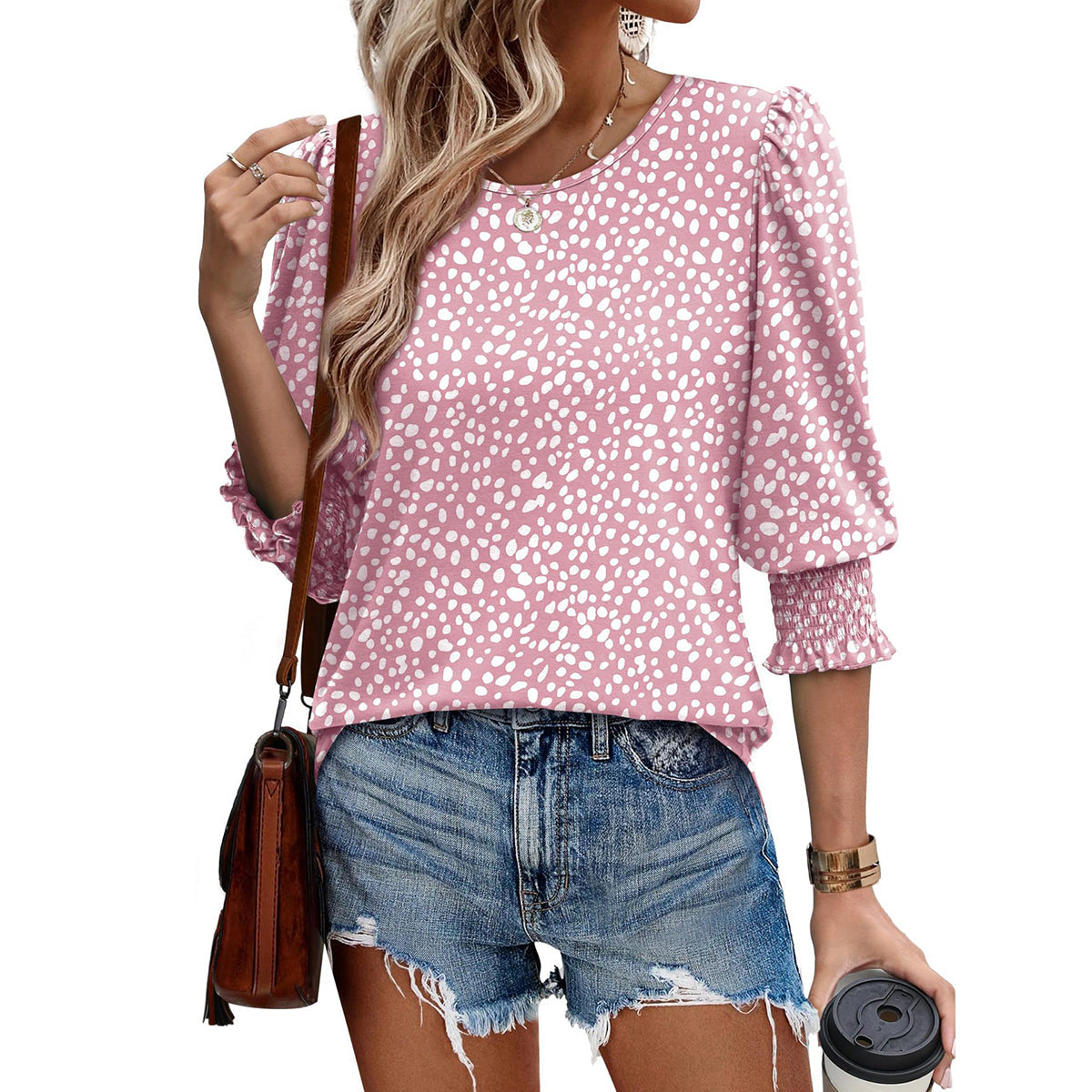 🥳Women Summer Printed Tops Elbow Sleeve Loose Fit Tee