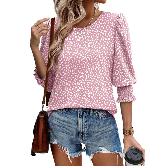 🥳Women Summer Printed Tops Elbow Sleeve Loose Fit Tee