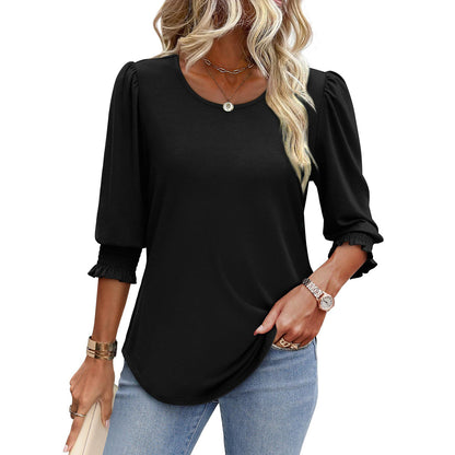 🥳Women Summer Printed Tops Elbow Sleeve Loose Fit Tee