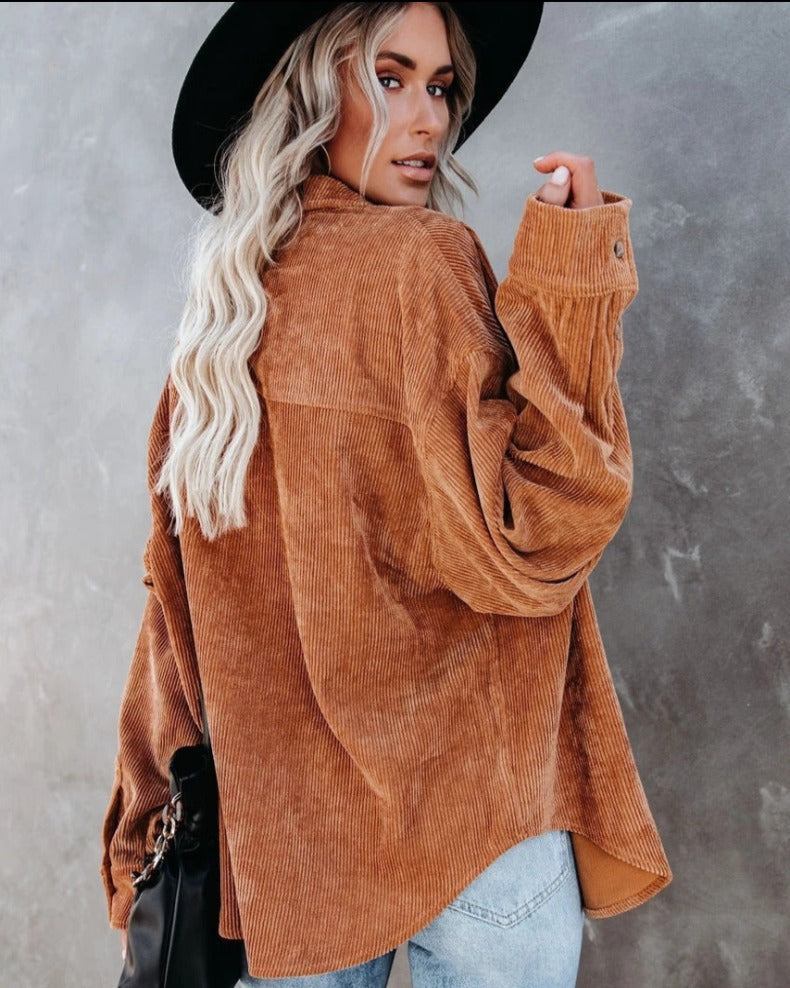 Women Fall/Winter Vintage Casual Velvet Shirt Long Sleeve Blouse