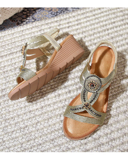 Comfortable Bohemian Fashion Rhinestone Platform Wedge Sandals