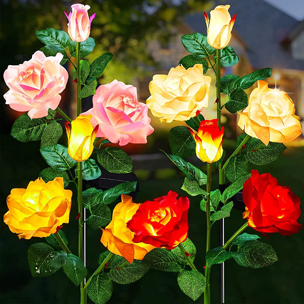 💐Chikalabs Garden Rose Solar Flower Lights