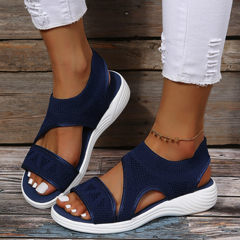 Women Summer Casual Shoes Hollow Peep Toe Mesh Platform Sandals