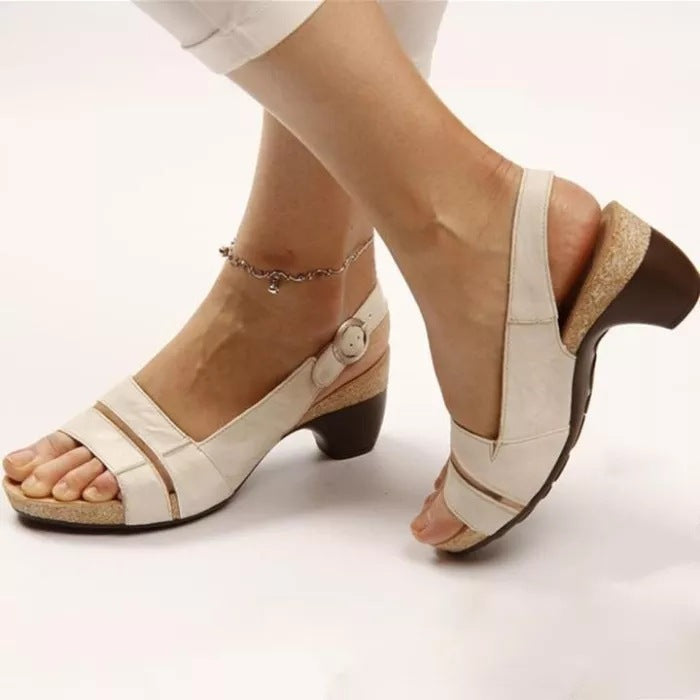 Women's Beach High Heel Wedge Buckle Sandals