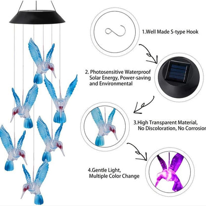 🦋 Beautify Your Garden 2025- ✨Chikalabs Creative Hummingbird Solar Wind Chimes