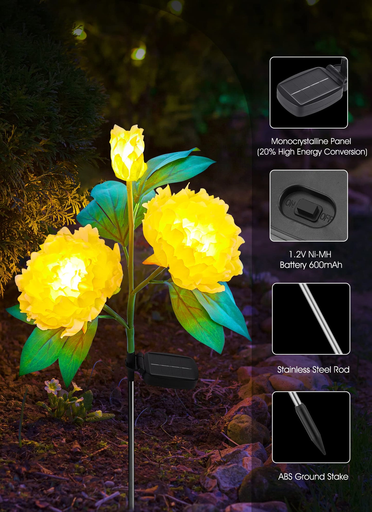 💐Chikalabs Garden Rose Solar Flower Lights