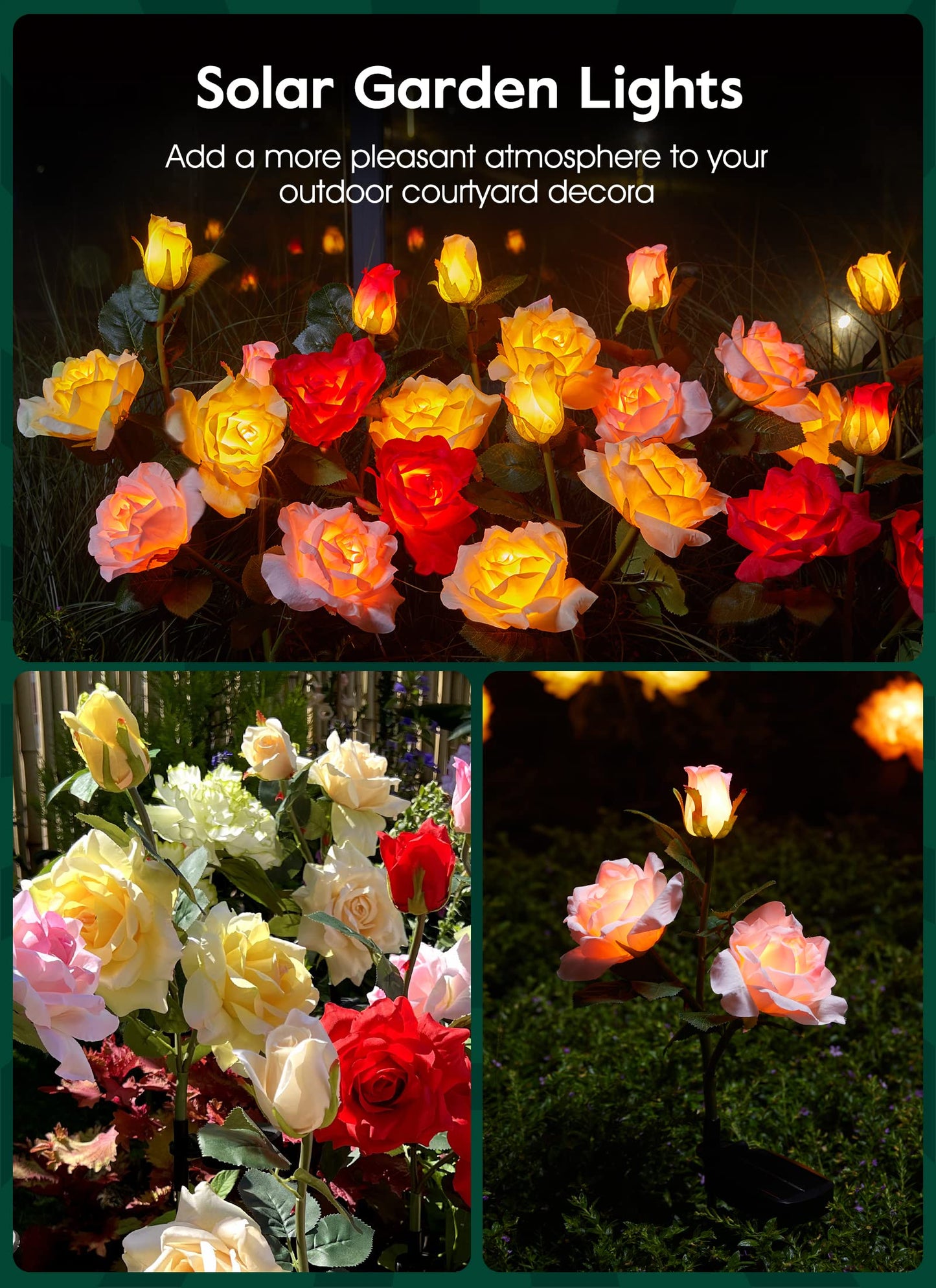 💐Chikalabs Garden Rose Solar Flower Lights