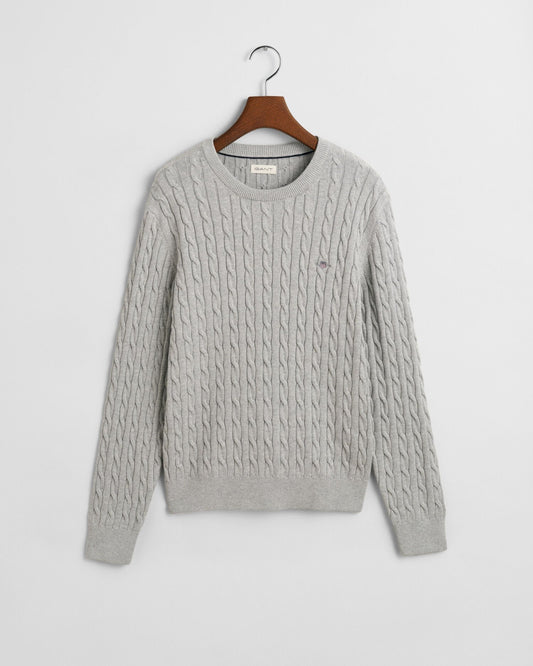 Teens Shield Cotton Cable Knit Crew Neck Sweater