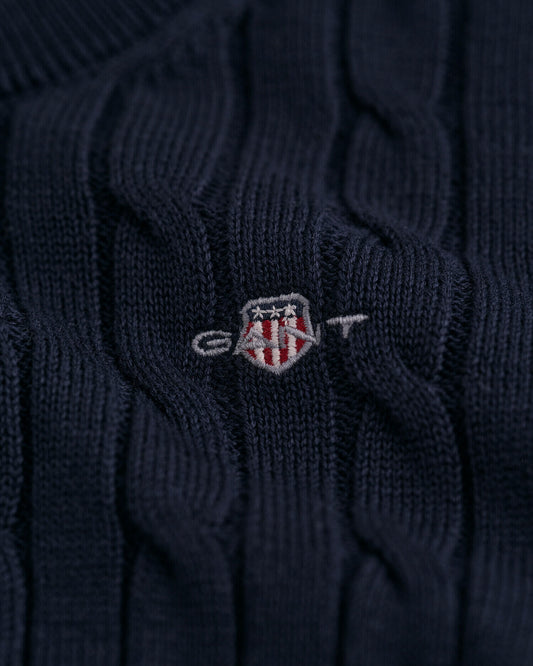 Kids Shield Cotton Cable Knit Crew Neck Sweater