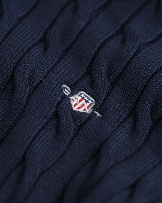 Teens Shield Cotton Cable Knit Crew Neck Sweater