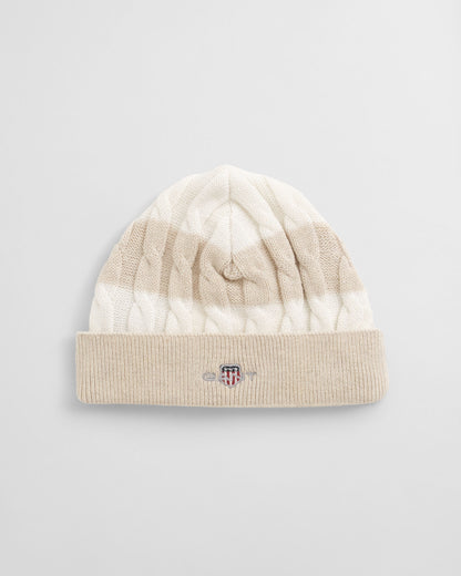 Baby Shield Striped Cable Beanie