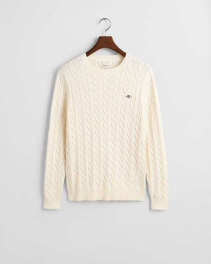 Cotton Cable Knit Crew Neck Sweater