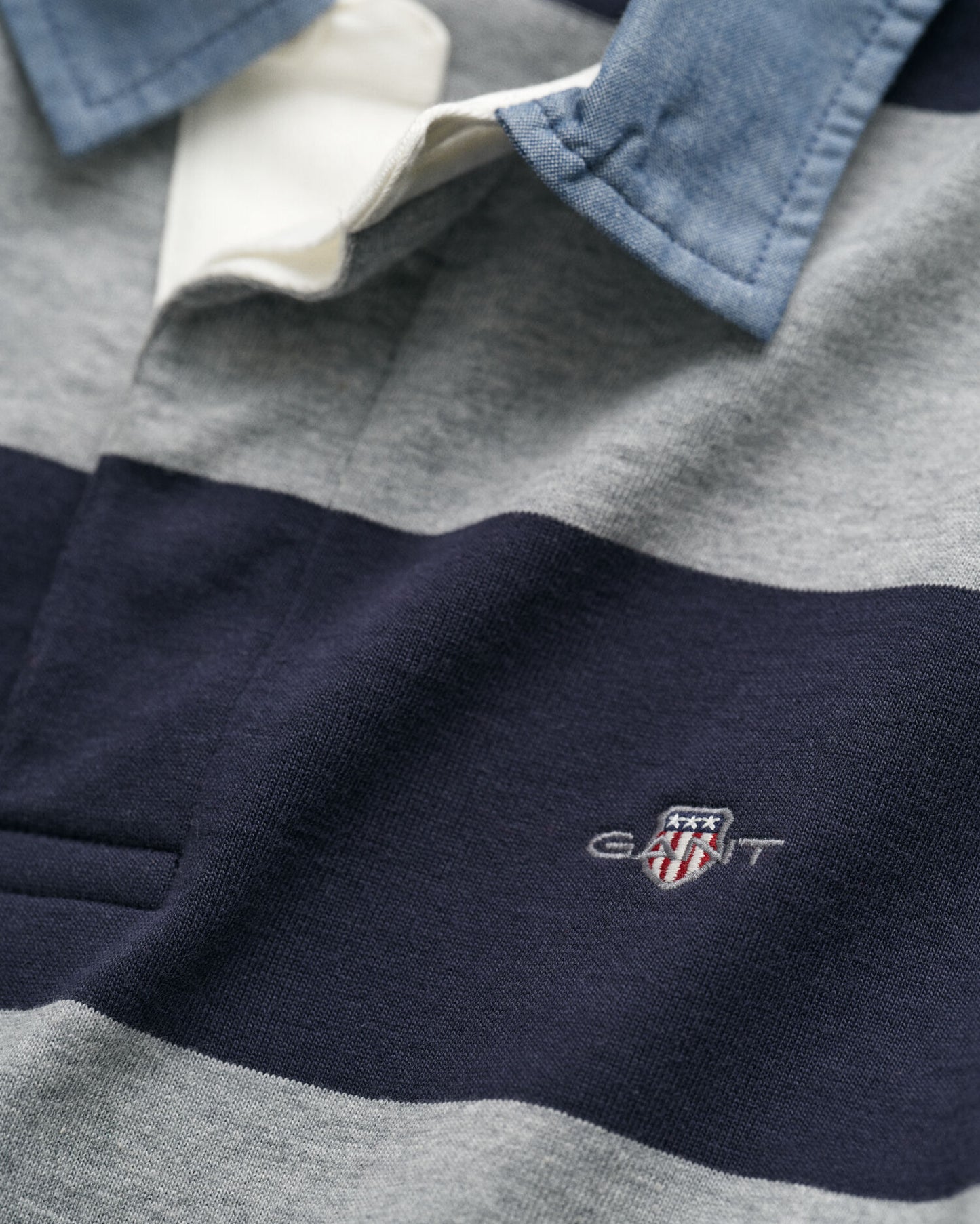 Chambray Collar Striped Heavy Rugger