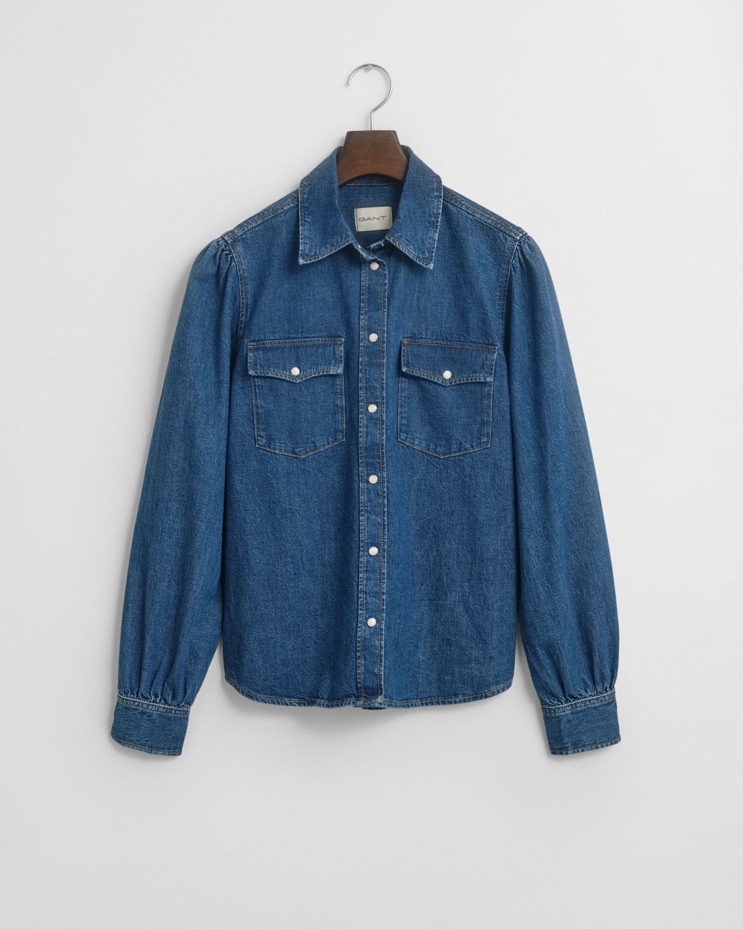 Regular Fit Puff Sleeve Denim Shirt