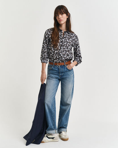 Regular Fit Floral Print Cotton Voile Shirt