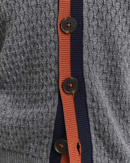 Textured Cotton Contrast Cardigan
