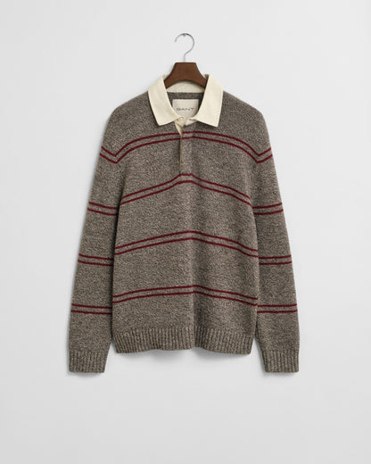 Striped Wool Blend Polo Sweater