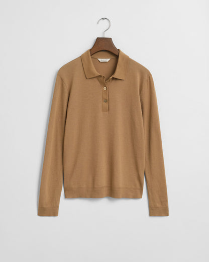 Seamless Buttoned Long Sleeve Polo Shirt