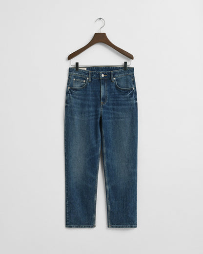 Cropped Straight Leg Stretch Jeans