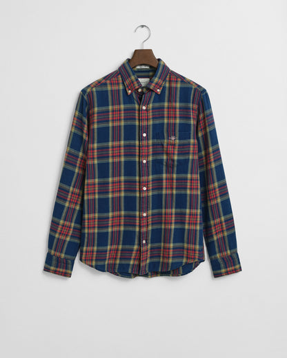 Regular Fit Checked Indigo Twill Shirt