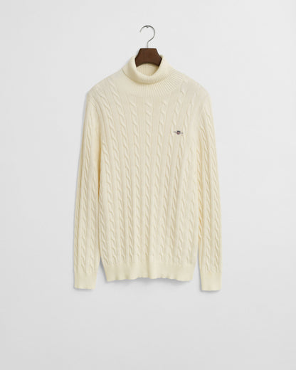 Cotton Cable Knit Turtleneck Sweater