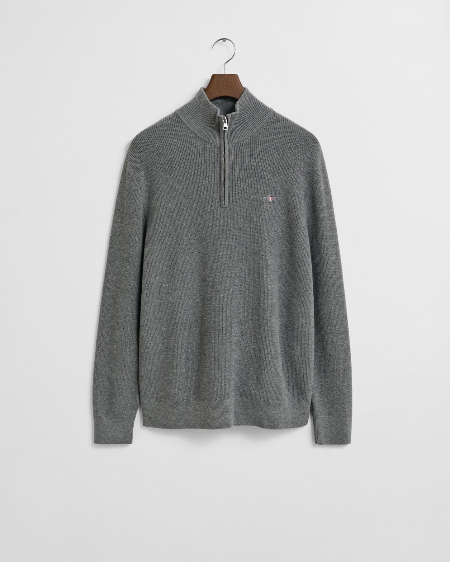 Ribbed Cotton Merino Wool Half-Zip Sweater