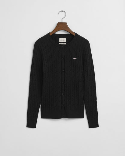 Stretch Cotton Cable Knit Cardigan
