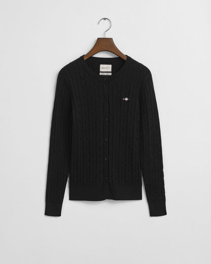 Stretch Cotton Cable Knit Cardigan
