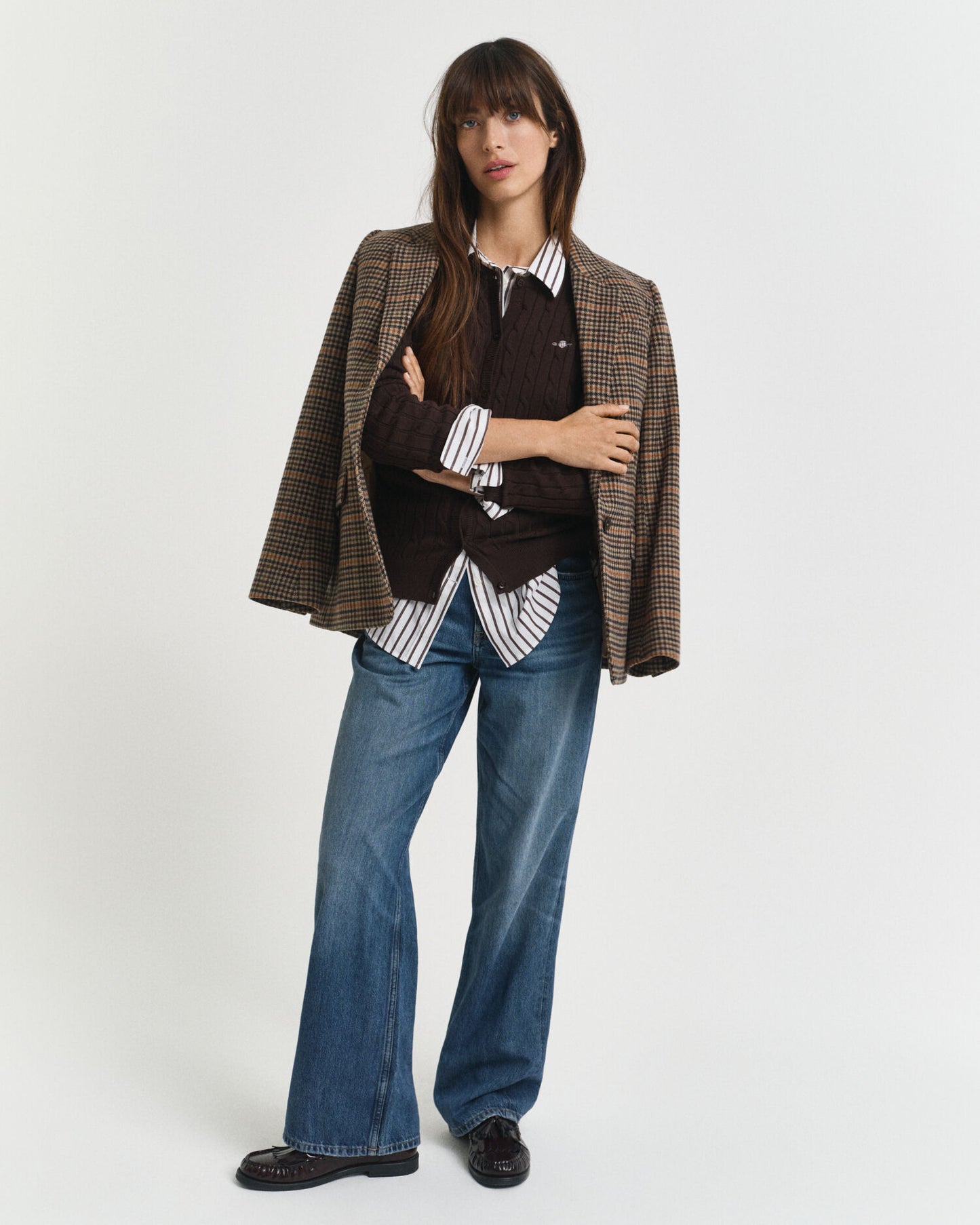 Stretch Cotton Cable Knit Cardigan