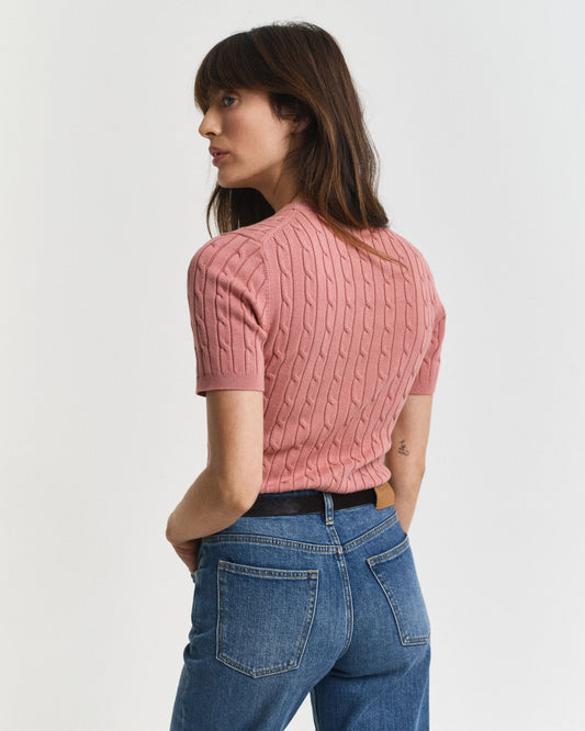 Stretch Cotton Cable Knit Sweater