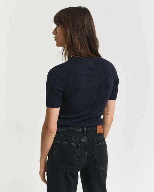 Stretch Cotton Cable Knit Sweater