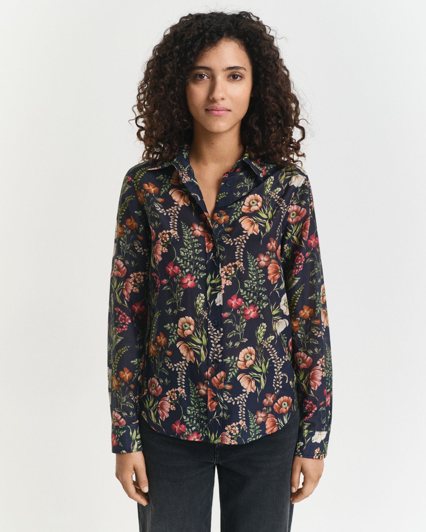 Regular Fit Floral Printed Cotton Silk Shirt