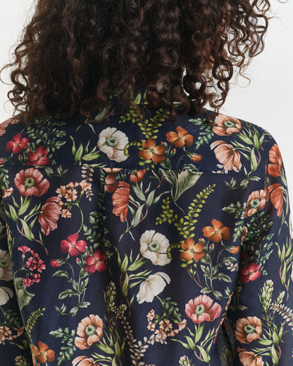 Regular Fit Floral Printed Cotton Silk Shirt