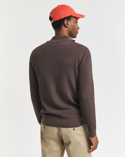 Cotton Piqué Zip Cardigan