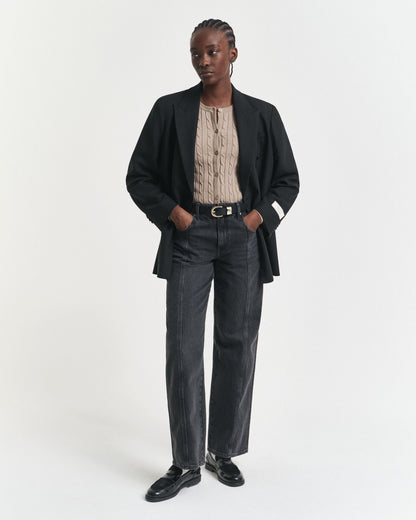 Stretch Cotton Cable Knit Cardigan